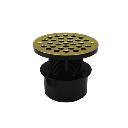 Jones Stephens 3in ABS Inside Pipe Fit Adjustable General Purpose Drain with Polished Brass Stamped Strainer D53155